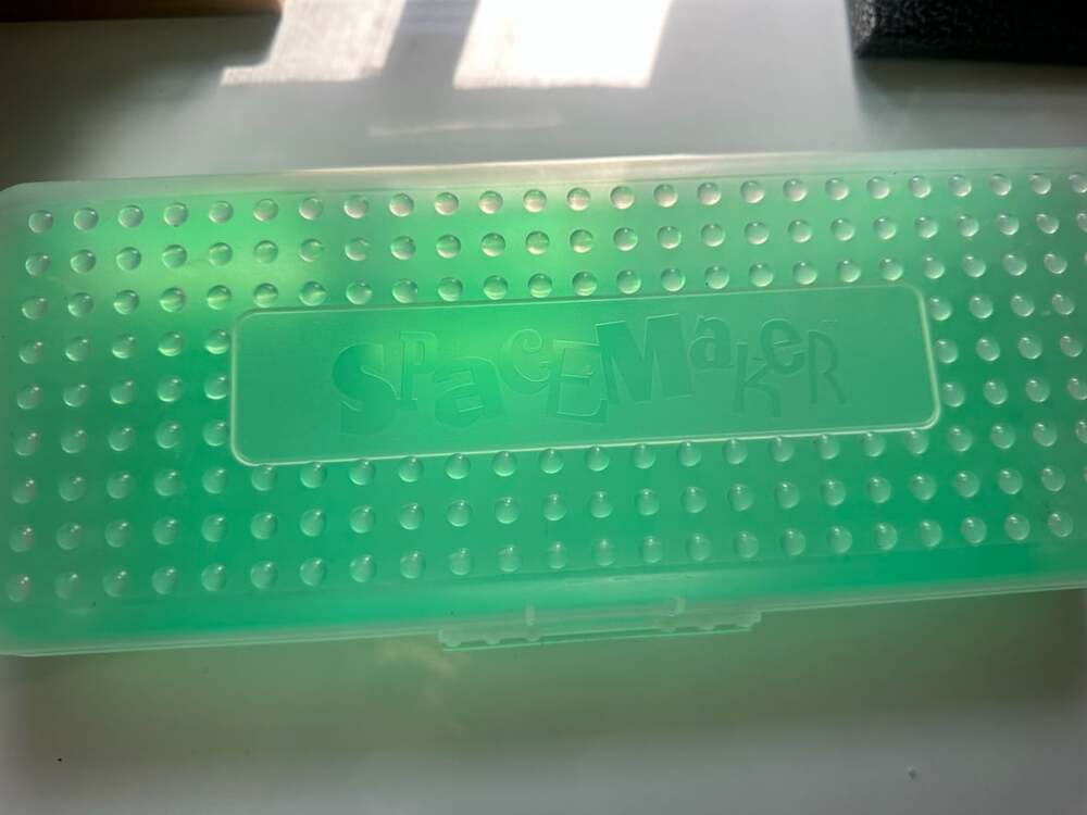 Spacemaker Long 90's  Pencil Case box 13" Ruler Storage Box  lime Green